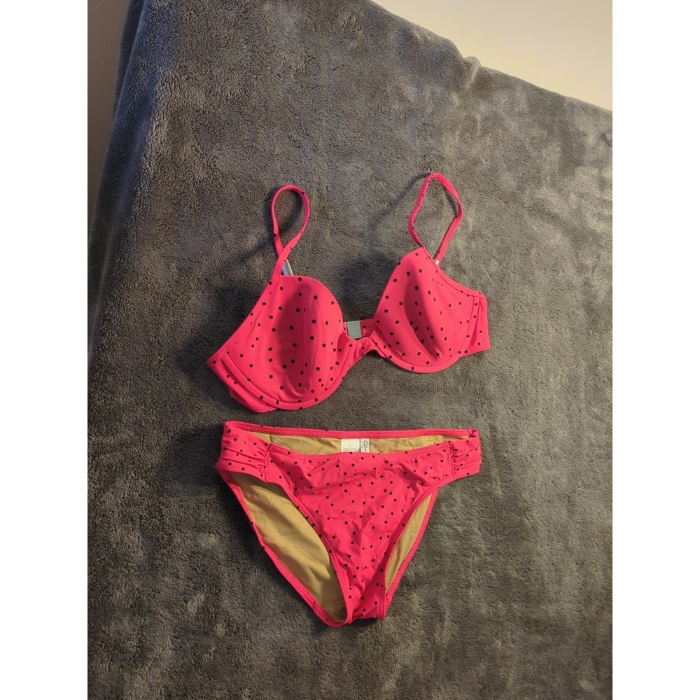 calvin klein  Pink Poka Dot Bikini Sz. L Bottom, 38 Top